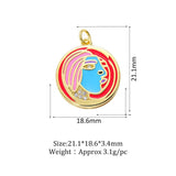 Round Abstract Figure Enamel Copper Pendant DIY Earrings Necklace