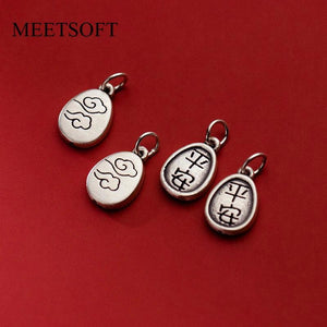 999 Pure Silver Safety Printing Water Drop Pattern Pendant Charms