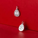 999 Pure Silver Safety Printing Water Drop Pattern Pendant Charms