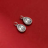 999 Pure Silver Safety Printing Water Drop Pattern Pendant Charms