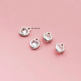 4PCS 925 Silver Zircon Heart Charm Pendant for DIY Jewelry Making
