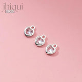4PCS 925 Silver Zircon Heart Charm Pendant for DIY Jewelry Making