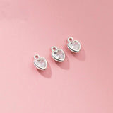 4PCS 925 Silver Zircon Heart Charm Pendant for DIY Jewelry Making