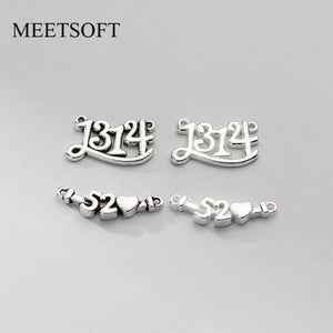 925 Silver Number Chains Pendant Charms for DIY Making