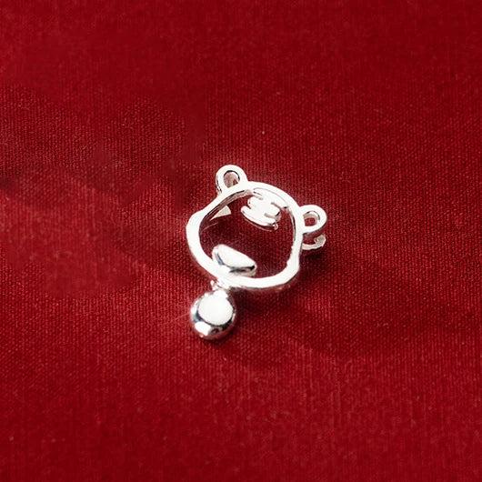 925 Silver Tiger Round Bells Pendant Charms DIY Necklace Bracelet