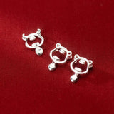 925 Silver Tiger Round Bells Pendant Charms DIY Necklace Bracelet
