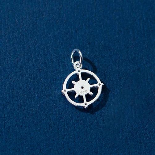 S925 Silver Anchor Rudder Pendant Necklace Charms DIY Making Supplies