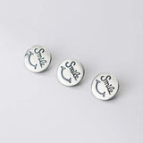 925 Silver Distressed Round Buttons Buckle Charms DIY Making Supplies