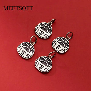 925 Silver Geometric Lucky Pattern Pendant Charms DIY Making Supplies