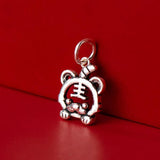 S925 Sterling Silver Tiger Head 11x14mm Pendant Charms for DIY Bracelet
