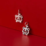 S925 Sterling Silver Tiger Head 11x14mm Pendant Charms for DIY Bracelet