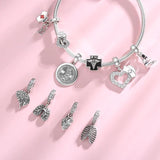 925 Silver Nurse Hat Heart Brain Lungs Ribs Pendants Beads Charm Bracelet
