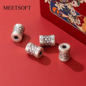 Vintage S999 Silver 8MM Spacer Beads for DIY Bracelet Accessories