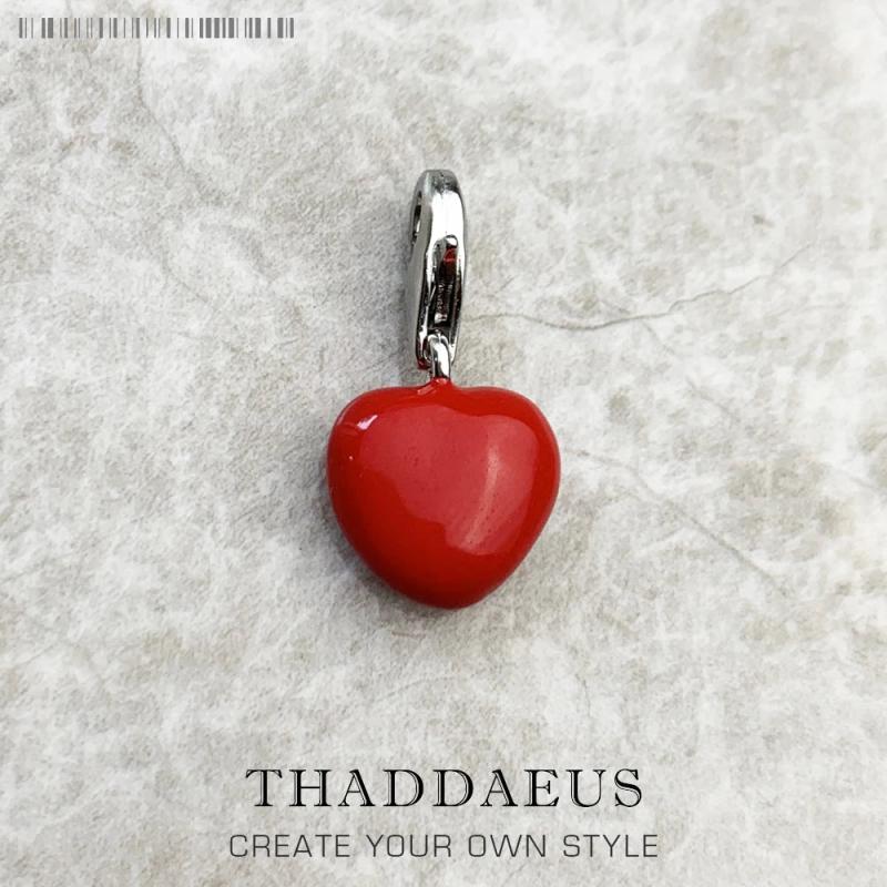 925 Sterling Silver Hot Red Heart Pendant Dangle Charm For Women