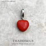 925 Sterling Silver Hot Red Heart Pendant Dangle Charm For Women
