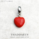 925 Sterling Silver Hot Red Heart Pendant Dangle Charm For Women