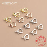 S925 Silver Spring Clasp Peach Heart Round Rinf Connecting Clasp DIY