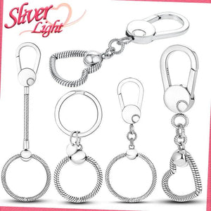 925 Sterling Silver Keychain Bag Charms Key Ring Minimalis
