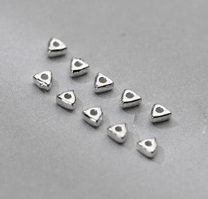 10pcs S925 Sterling Silver Triangle Beads Charms DIY Fine Accessories