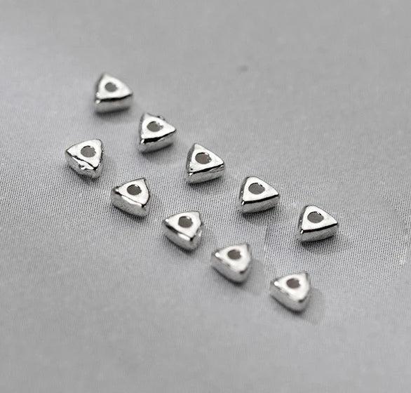 10pcs S925 Sterling Silver Triangle Beads Charms DIY Fine Accessories