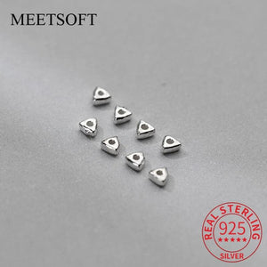 10pcs S925 Sterling Silver Triangle Beads Charms DIY Fine Accessories