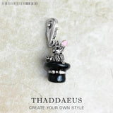 925 Silver Rabbit Charm Magician Bunny With Top Hat Magic Gift