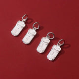 Vintage S925 Sterling Silver Square Tag Charms DIY Fine Accessories