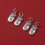 Vintage S925 Sterling Silver Square Tag Charms DIY Fine Accessories