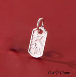 Vintage S925 Sterling Silver Square Pendant Charms DIY Jewelry Drop
