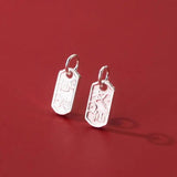 Vintage S925 Sterling Silver Square Pendant Charms DIY Jewelry Drop