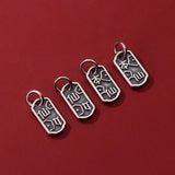 Vintage S925 Sterling Silver Square Pendant Charms DIY Jewelry Drop