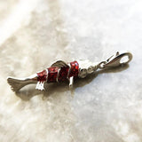Red Fish Charm Pendant 925 Sterling Silver DIY Jewelry Lucky Accessories