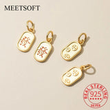 Vintage S925 Sterling Silver Square Sign Pendant Charms DIY Accessories