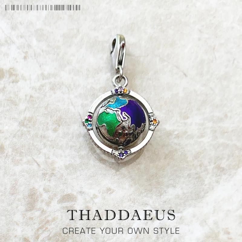 Vintage Rotating Globe Charm 925 Sterling Silver Pendant