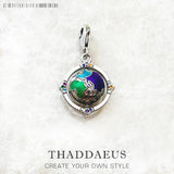 Vintage Rotating Globe Charm 925 Sterling Silver Pendant