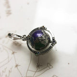 Vintage Rotating Globe Charm 925 Sterling Silver Pendant