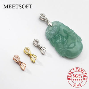 925 Silver Zircon Clip Pendant DIY Jewelry Accessory
