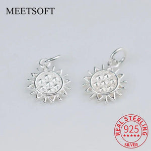 S925 Sterling Silver sunflower Charms for DIY Jewelry Making