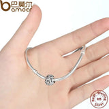 925 Silver Crystal Round Charm for Bracelets Necklace - Mother Gift
