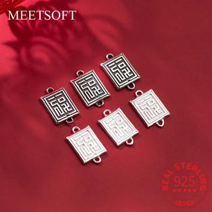 925 Silver Matte Blessing Letter Charms for DIY Jewelry Making