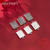 925 Silver Matte Blessing Letter Charms for DIY Jewelry Making
