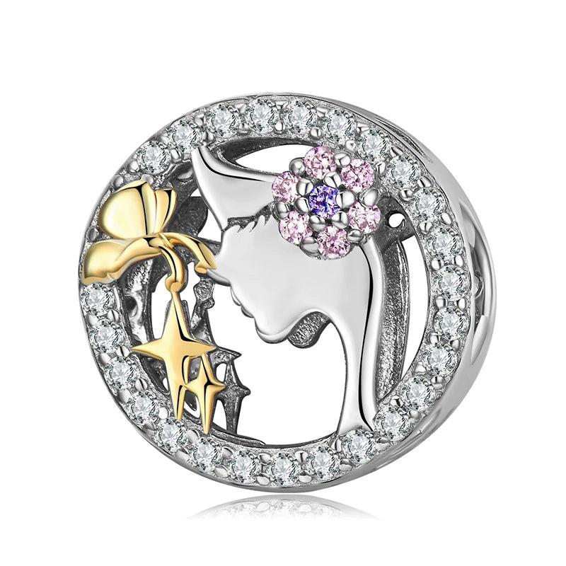 925 Silver Butterfly Heart Letter Pendant for Bracelet, DIY Mother's Gift