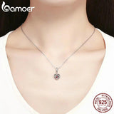 925 Silver Happiness Heart Pink CZ Pendant Charms DIY Jewelry