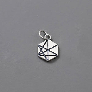 S925 Silver Hexagon Geometry Pendant Charms for DIY Jewelry