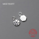 S925 Silver Hexagon Geometry Pendant Charms for DIY Jewelry