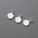 S925 Silver Hexagon Geometry Pendant Charms for DIY Jewelry