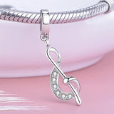 925 Silver Musical Note Pendant Beads Zircon Charms for Bracelet Jewelry