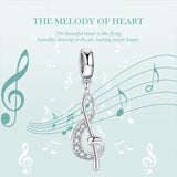 925 Silver Musical Note Pendant Beads Zircon Charms for Bracelet Jewelry