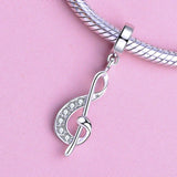 925 Silver Musical Note Pendant Beads Zircon Charms for Bracelet Jewelry