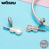 925 Silver Violin Guitar Music Bead Charms Pendant Jewelry